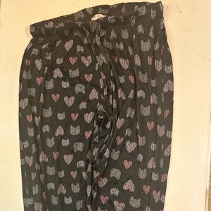 Heart Patterned Black Pajama Pants